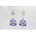 Earrings Jhumki Dangle Sterling Silver 925 Blue Beads Handmade Traditional C176